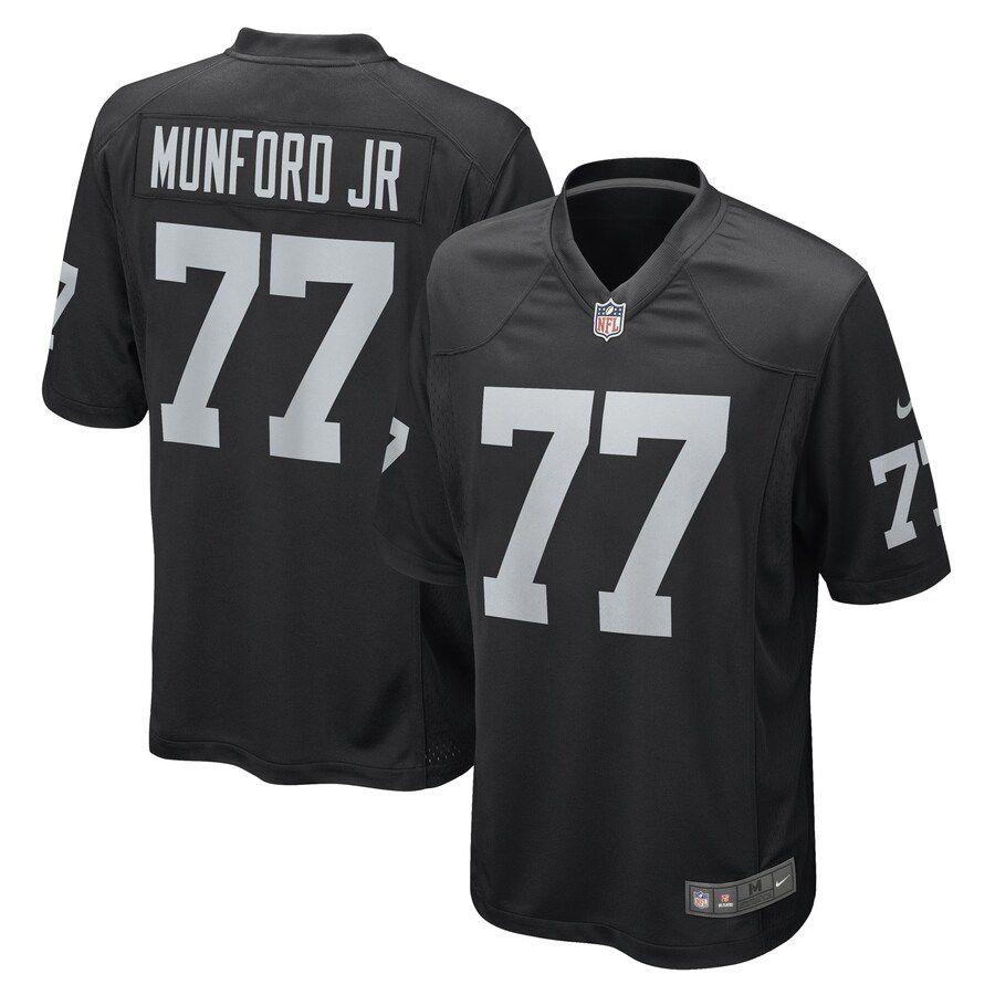 Men Las Vegas Raiders #77 Thayer Munford Jr. Nike Black Game Player NFL Jersey->customized nfl jersey->Custom Jersey